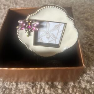 Jay Strongwater pink dragonfly tiny porcelain frame